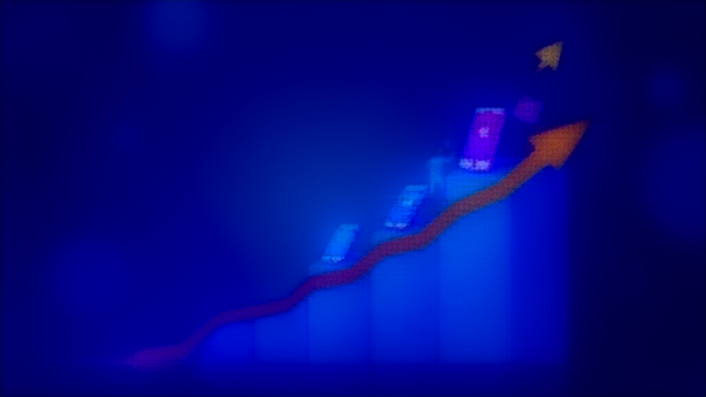 App store success and growth visualization with upward trending metrics