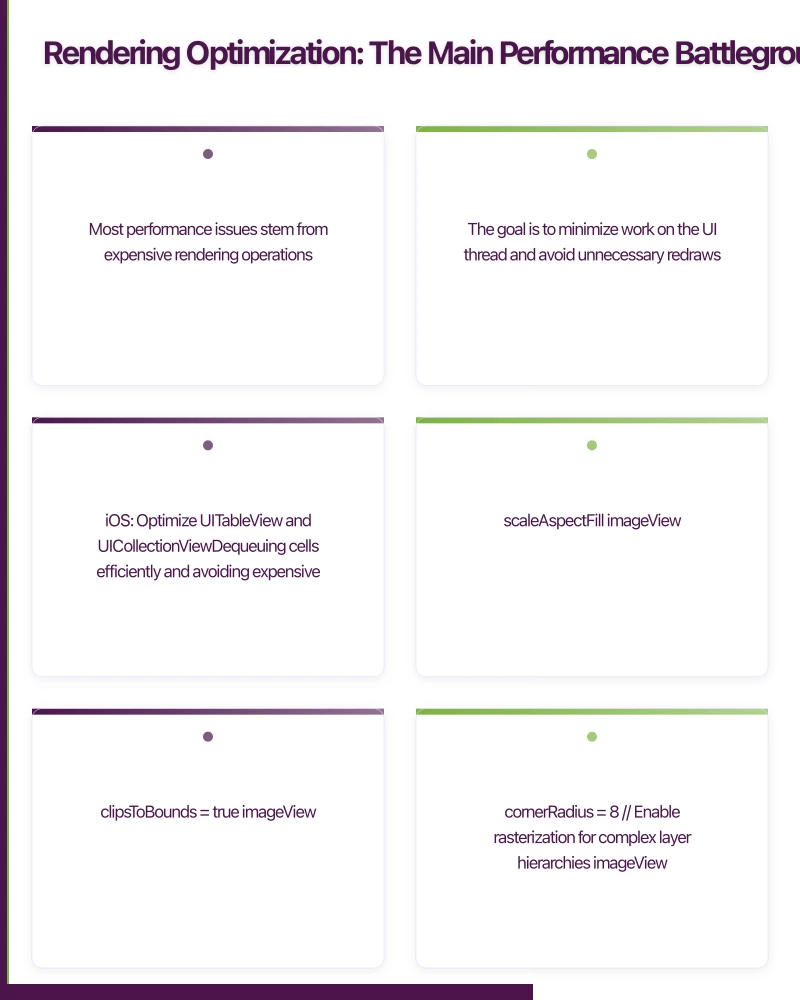 Rendering Optimization: The Main Performance Battleground Infographic